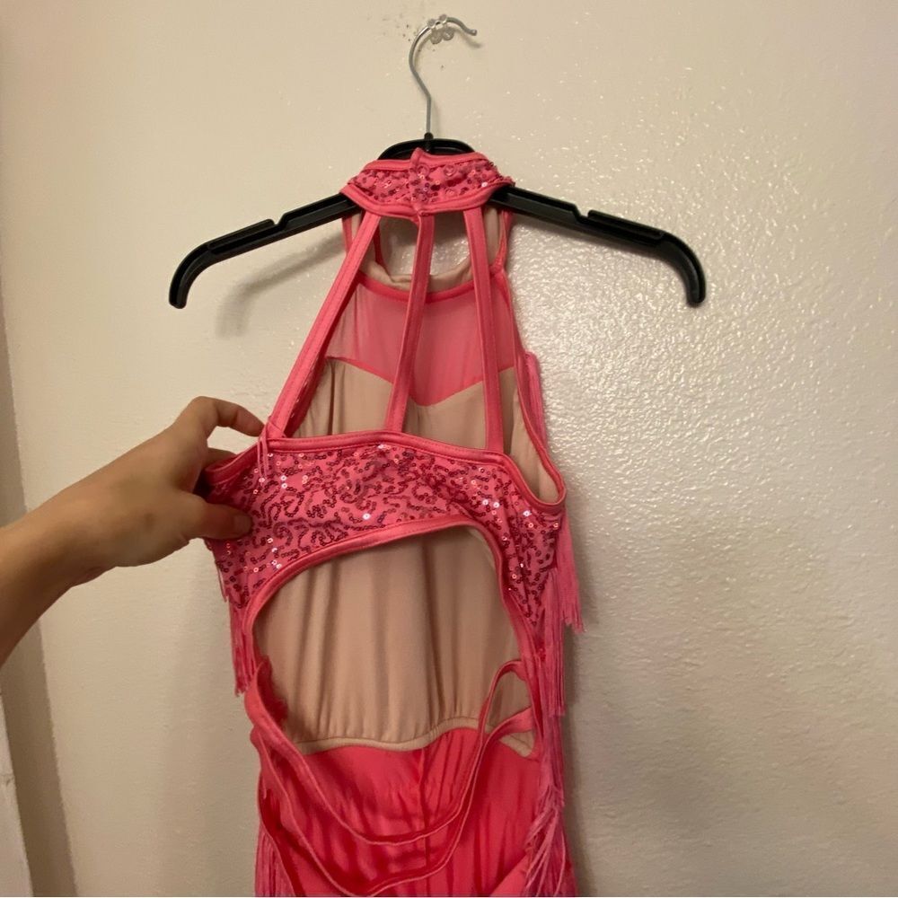 Weissman dance costume pink fringe pant suit Nobody Supposed To Be Here 14586 LC - Picture 6 of 13